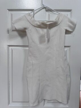 PinkBlush Ivory Off Shoulder Knit Maternity Mini Dress